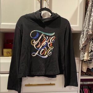 Short Black Hoodie with Colorful 'True Love' Design